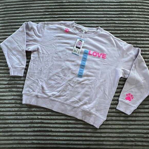 WILDFOX "Dogs Love Me" Sweatshirt New With Tags Women Size XL Lavender /Pink - Picture 3 of 8
